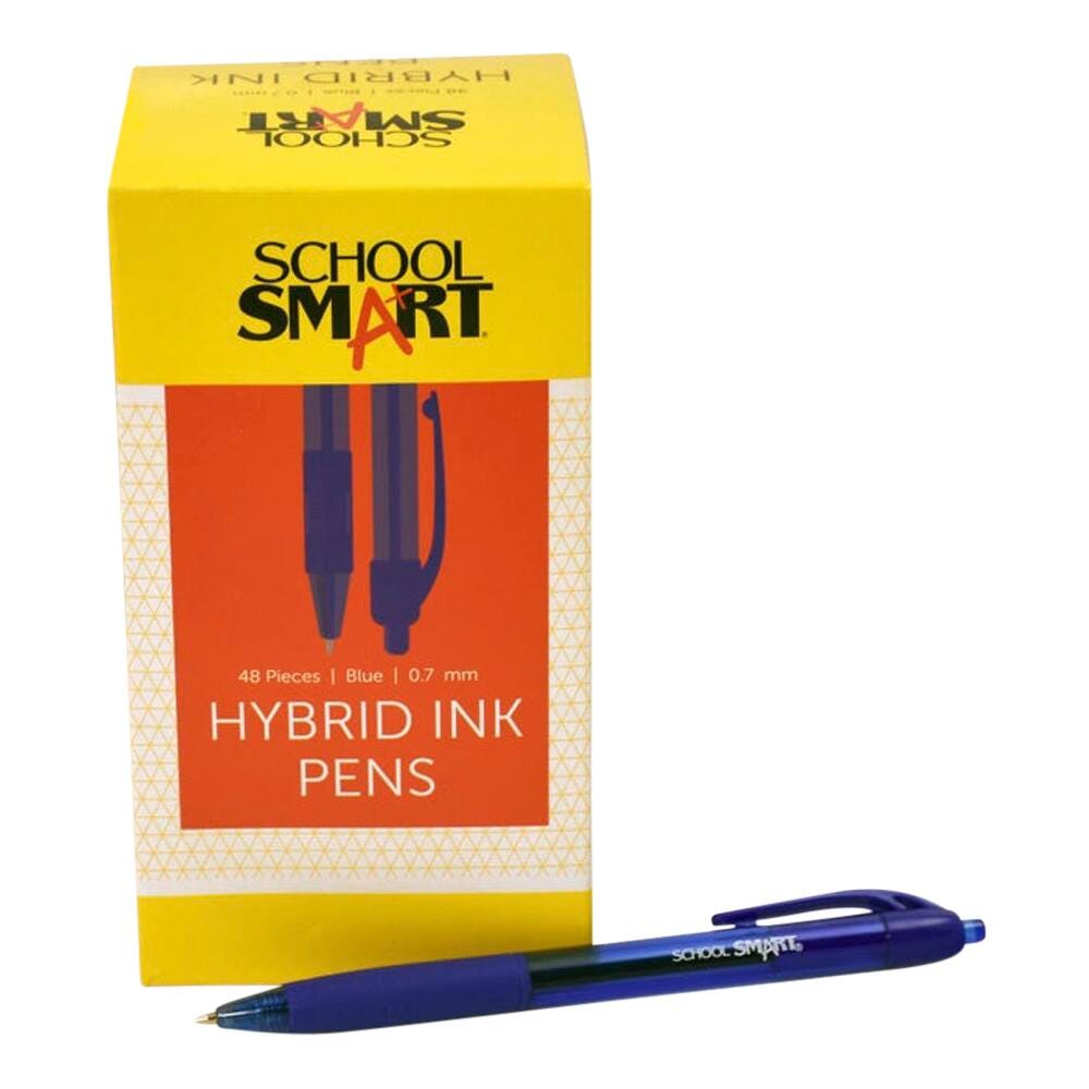 School Smart Retractable Hybrid Gel and Ink Pens, Blue, Pack of 48 1572357